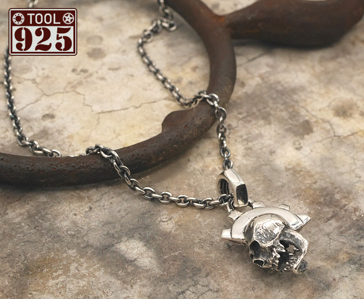 TOOL925 パンクスカル スカル×ギヤ シルバーペンダント トップ