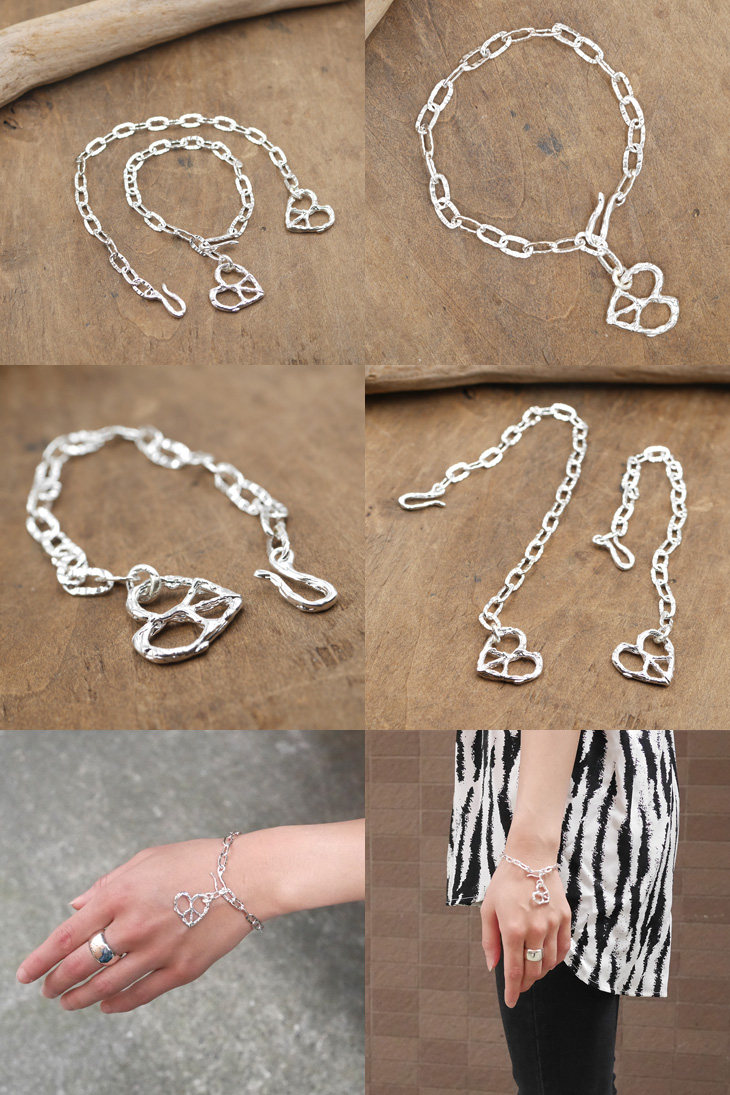 RYOKU 　heart peace charm chain bracelet【men's or lady's】