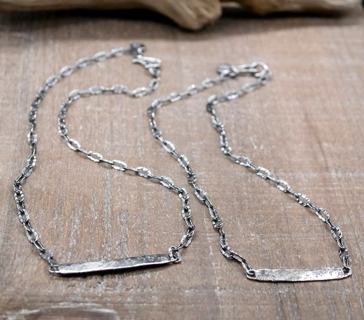 シルバーIDネックレス 【キズテクスチャー燻し仕上げ】 silver ID necklace