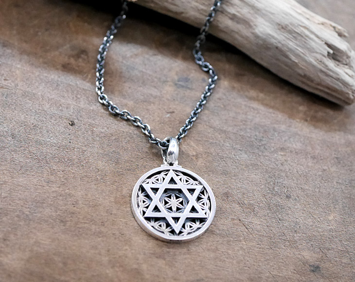フラワーオブライフ × 六芒星 ペンダントトップ　silver × silver pendant top