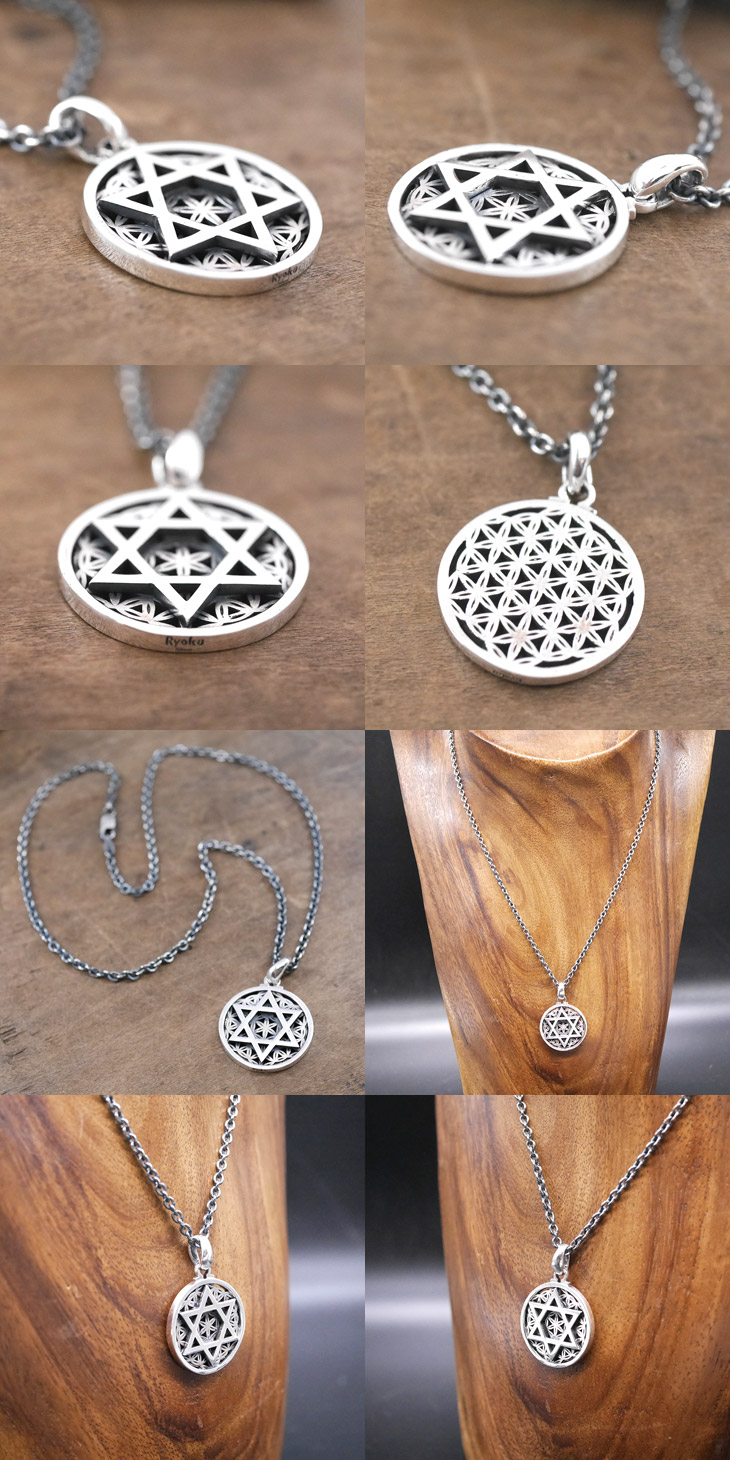 フラワーオブライフ × 六芒星 ペンダントトップ　silver × silver pendant top