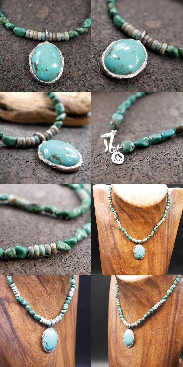 RYOKU　ターコイズ×シルバートップ　ターコイズビーズ　天然石ネックレス1点モノ