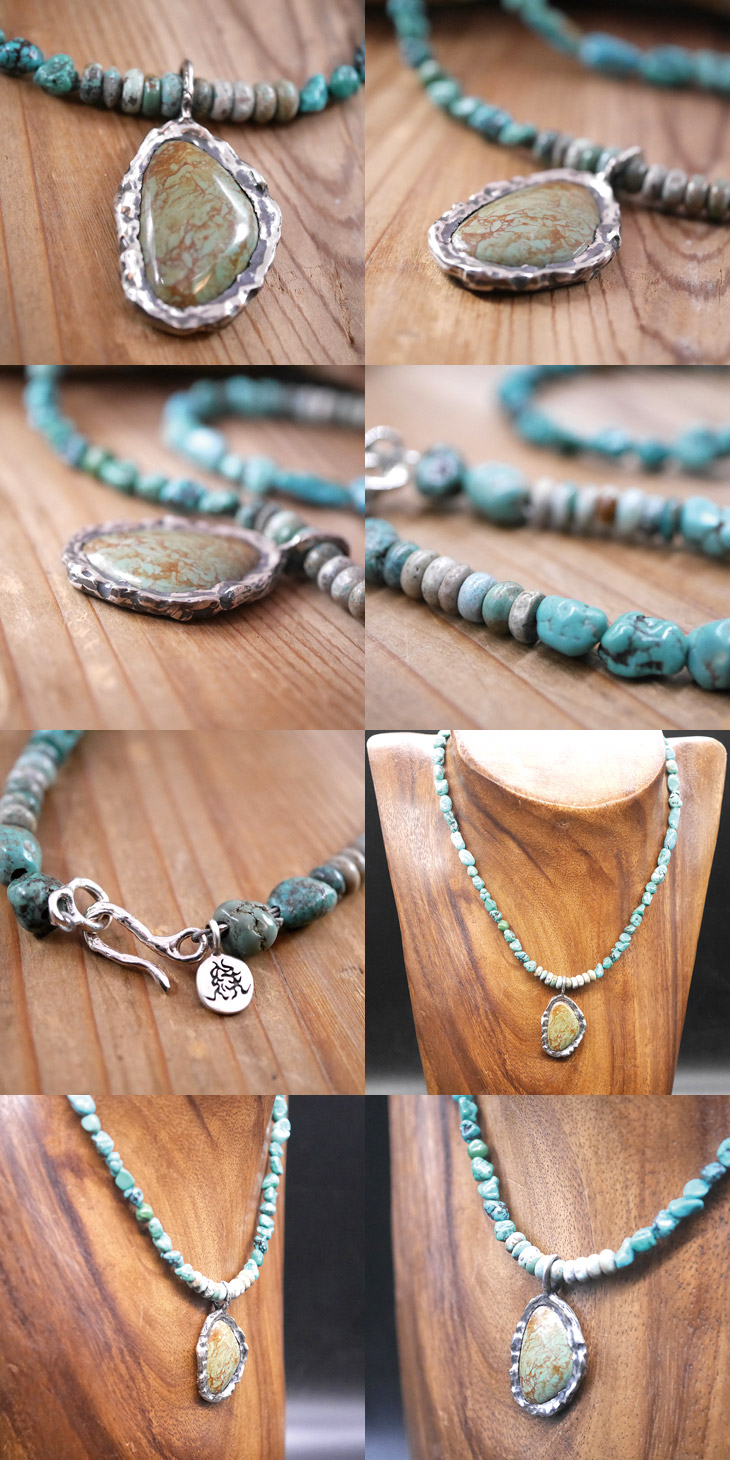 RYOKU　ターコイズ×シルバートップ　ターコイズビーズ　天然石ネックレス1点モノ