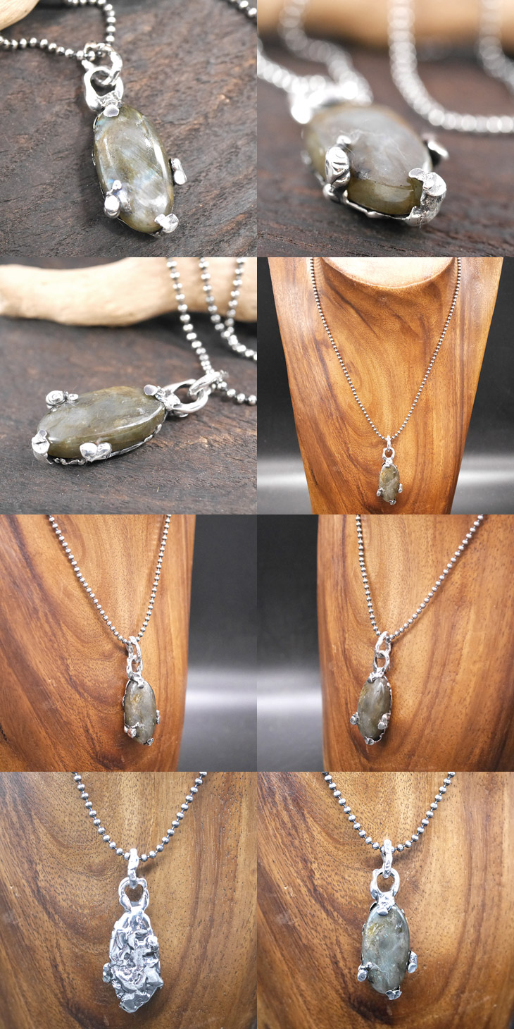 RYOKU ラブラドライト×シルバー　天然石ペンダントトップ　1点モノ