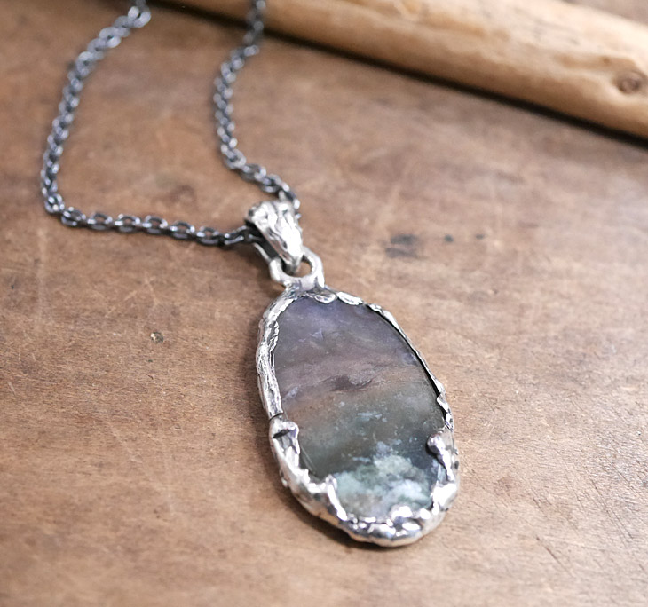 RYOKU モスアゲート×シルバー 天然石ペンダントトップ 1点モノ