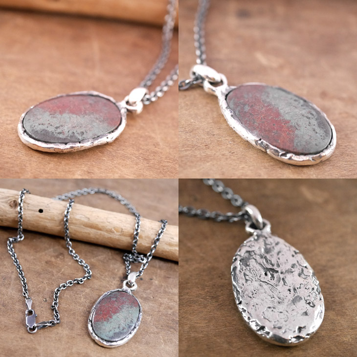 ルビーインゾイサイト×シルバー　天然石ペンダントトップ　1点モノ