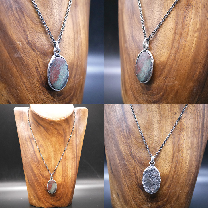 ルビーインゾイサイト×シルバー　天然石ペンダントトップ　1点モノ